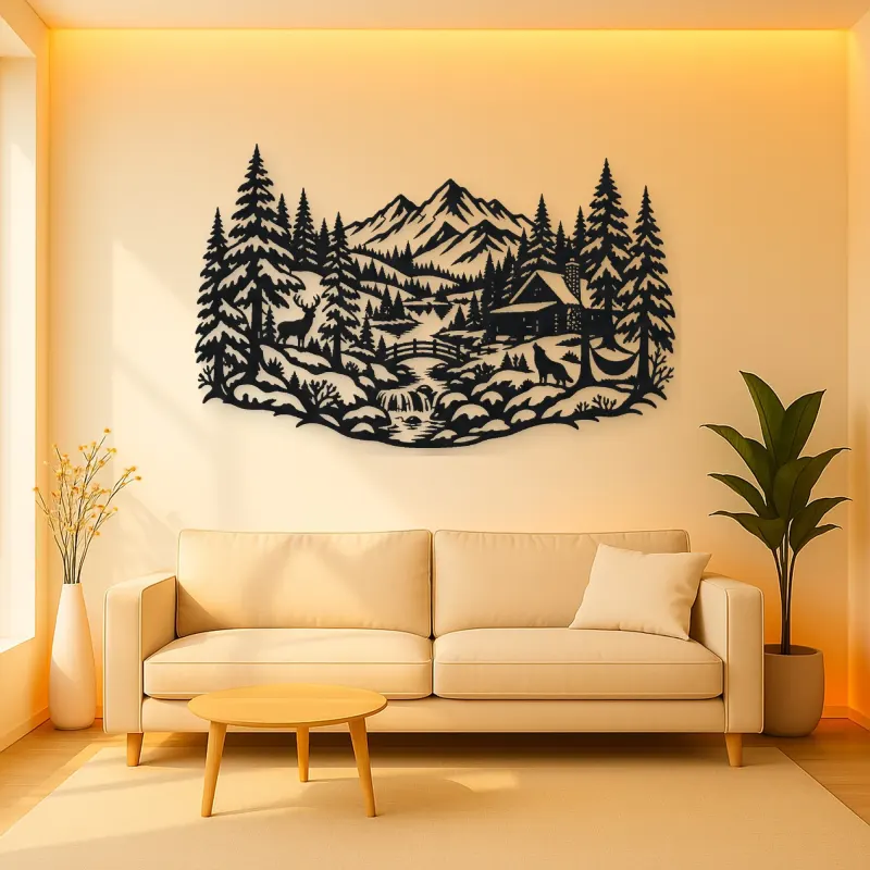 Winter Pine Forest Metal Wall Art | Nature Silhouette Decor