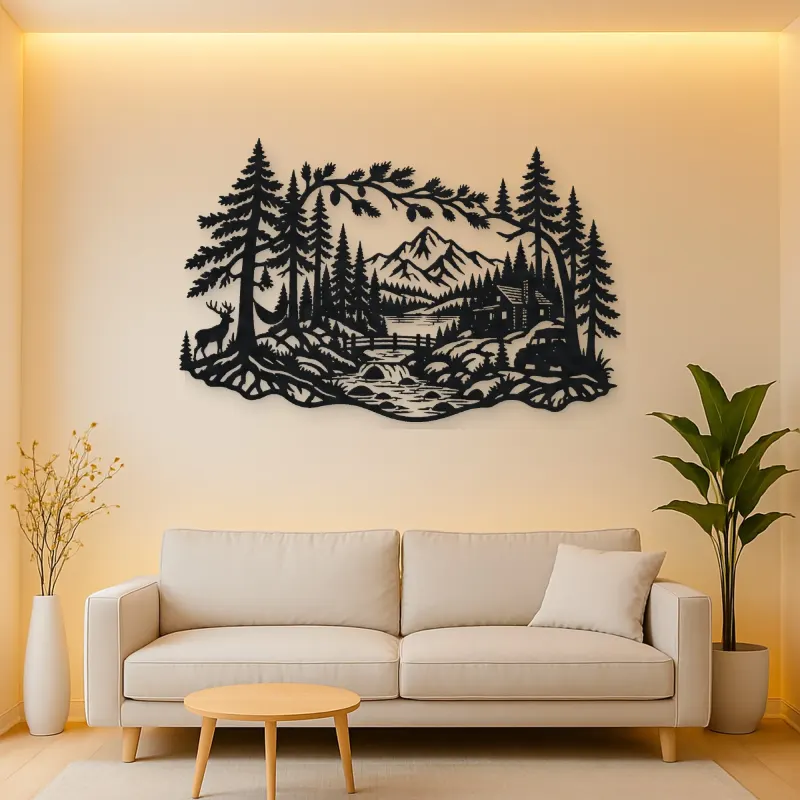 Whispering Pine Forest Metal Wall Art | Nature Silhouette Decor