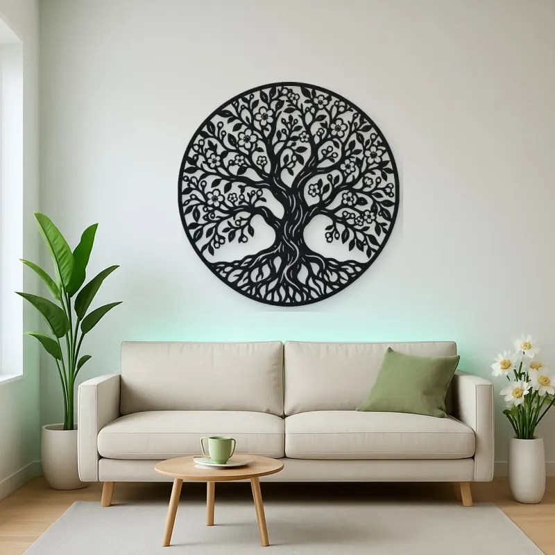Blooming Spring Tree Metal Wall Art | Botanical Metal Wall Decor