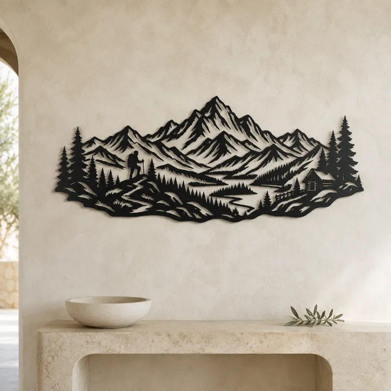 Wild Summit Trail Metal Wall Art | Nature Silhouette Decor - lifestyle view 3