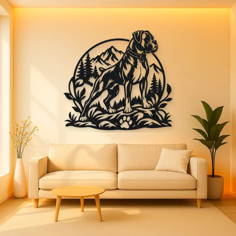 Boxer Strong Profile Metal Wall Art | Pet Lover Silhouette Decor