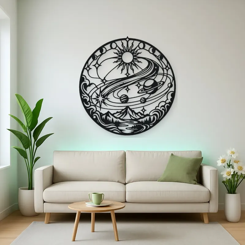 Comet Trail Curve Metal Wall Art | Nature Silhouette Decor