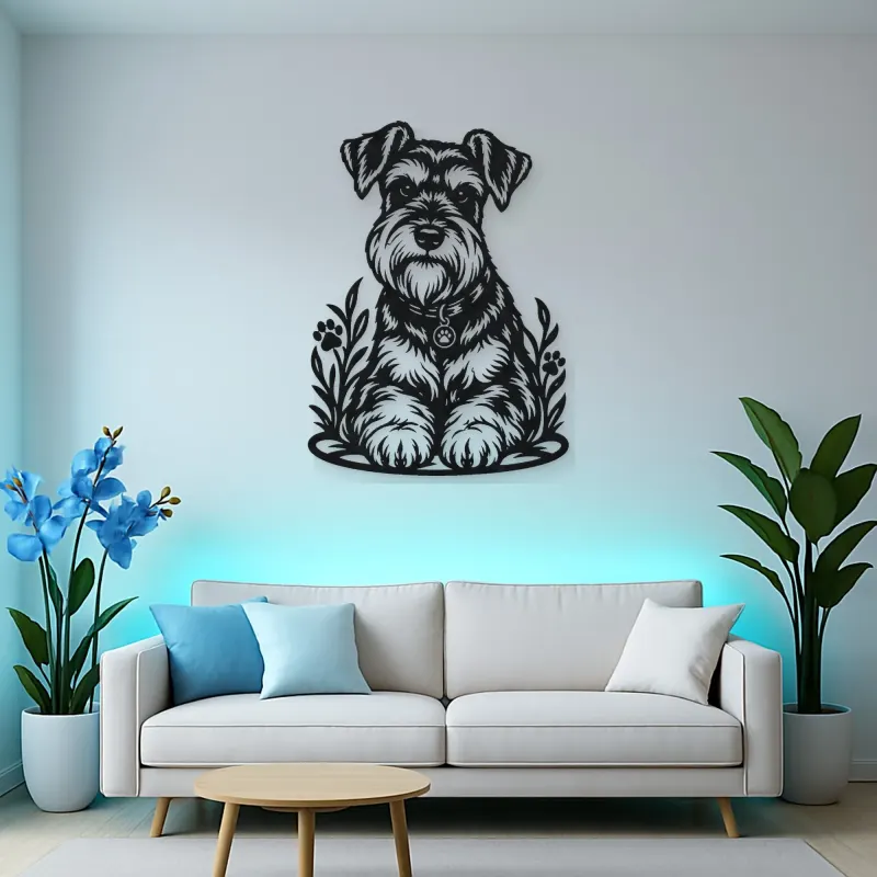 Schnauzer Portrait Metal Wall Art | Pet Lover Silhouette Decor
