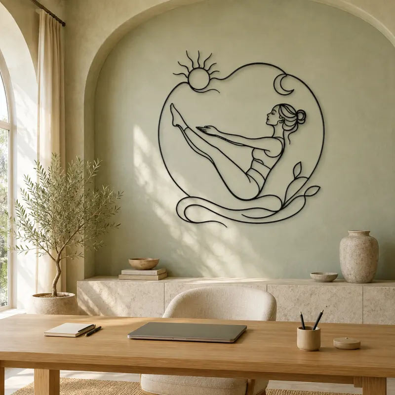Boat Pose Balance Metal Wall Art | Yoga and Meditation Wall Decor - lifestyle view 4