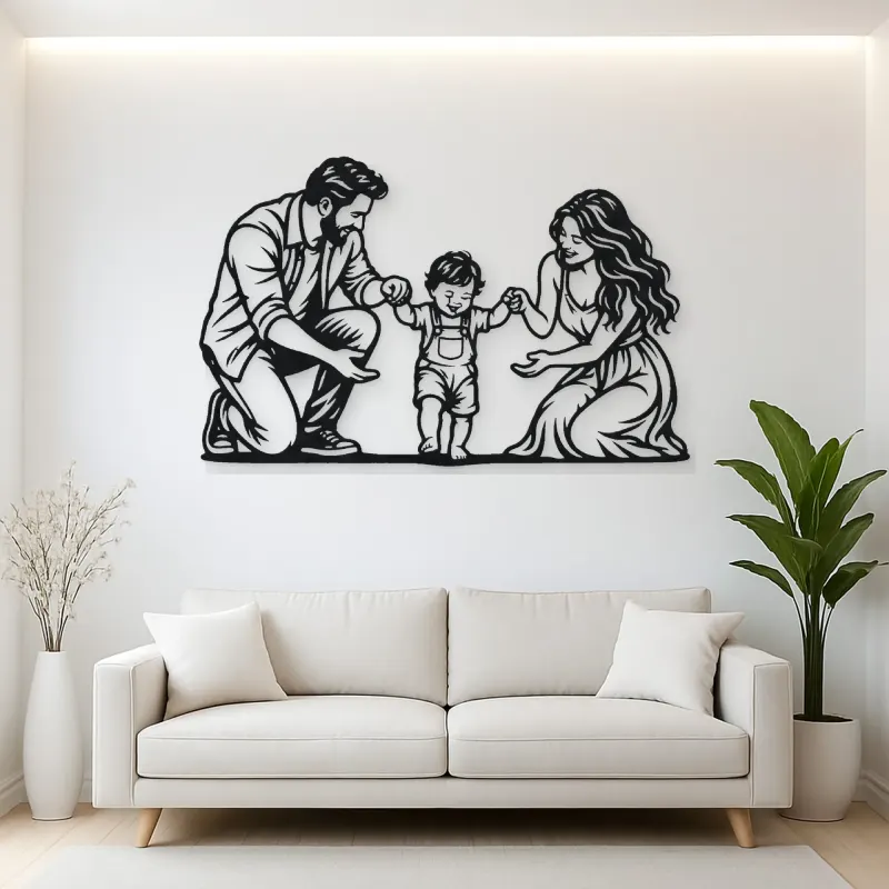 Baby First Steps Metal Wall Art | Family Silhouette Decor