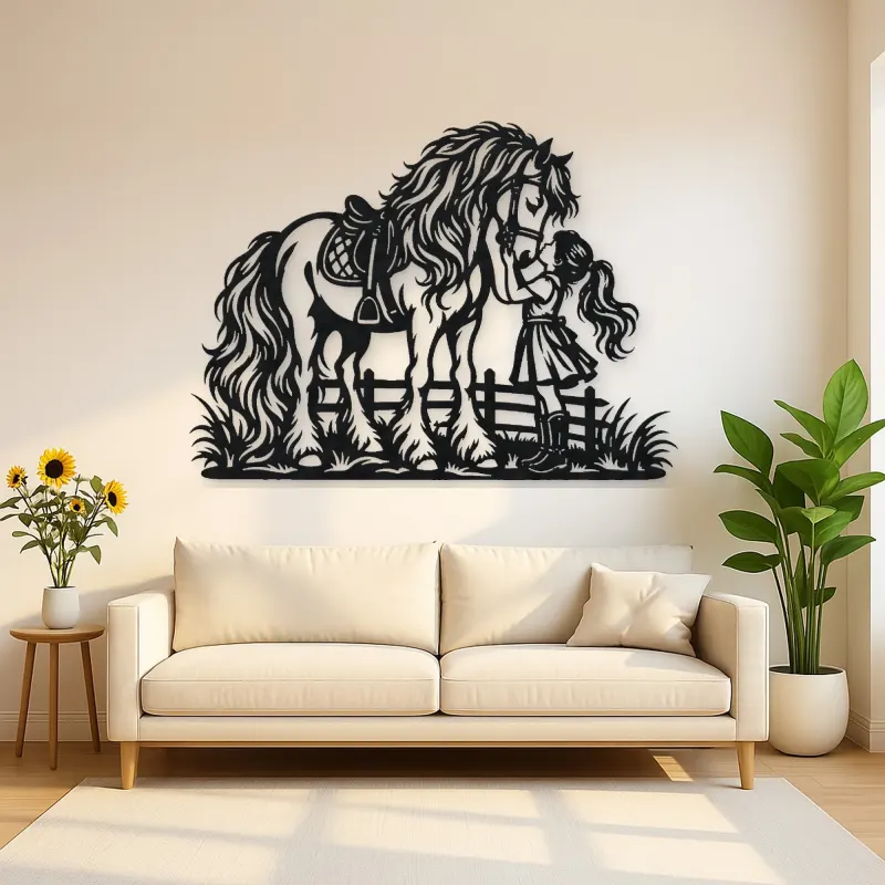 Pony and Child Metal Wall Art | Equestrian Wall Decor