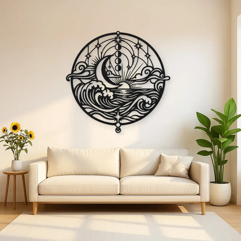 Moon and Ocean Metal Wall Art | Coastal and Nautical Wall Decor