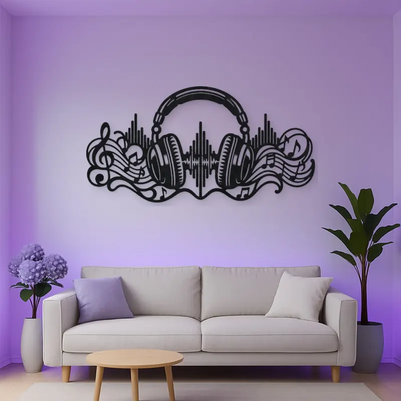 Headphones Sound Wave Metal Wall Art | Music Room Wall Decor