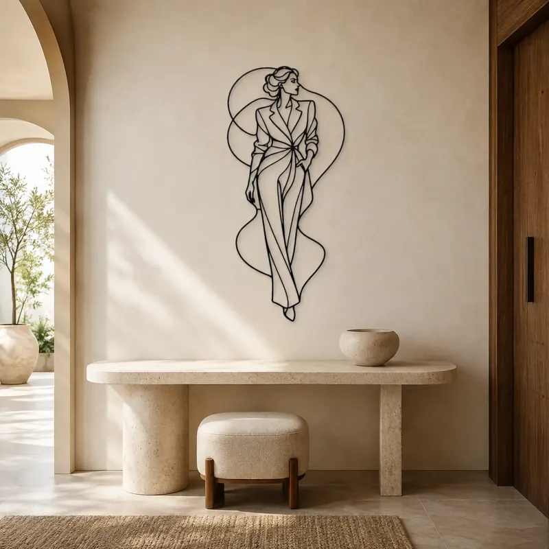 Sleek Fitted Outfit Metal Wall Art | Fashion Figure Wall Decor - lifestyle view 3