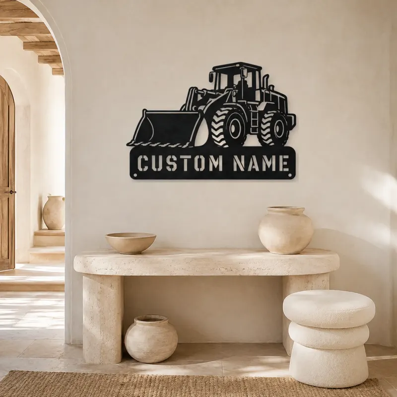 Personalized Large Wheel Loader Low Bucket Metal Wall Art - lifestyle view 3