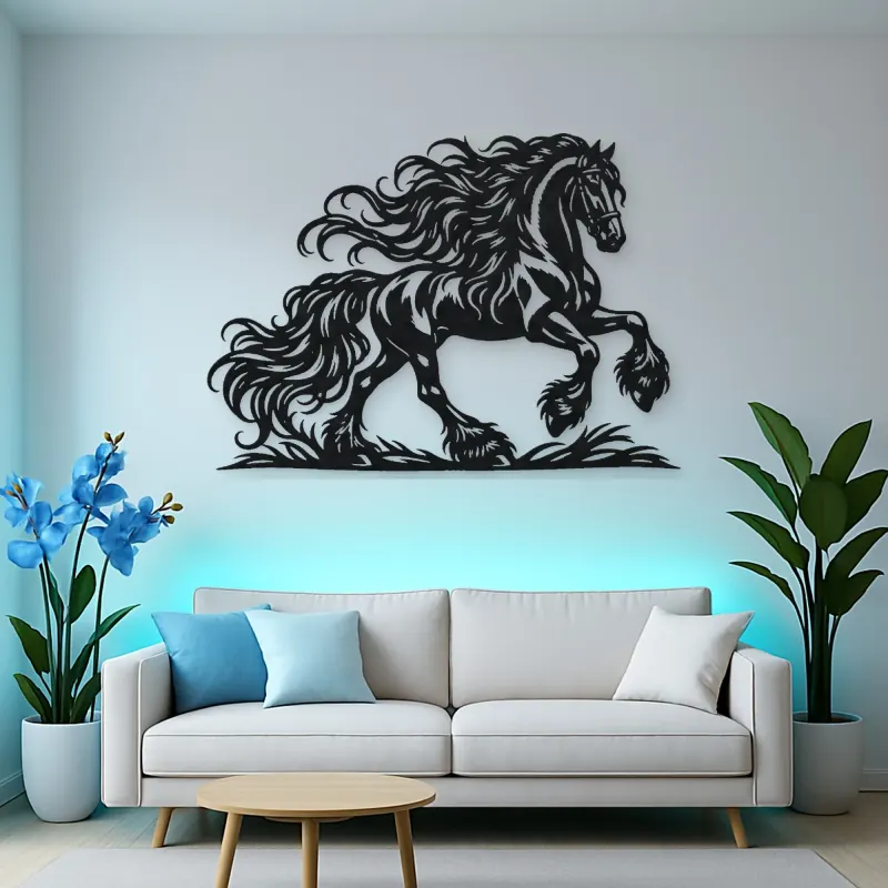 Friesian Mane Flow Metal Wall Art | Equestrian Wall Decor