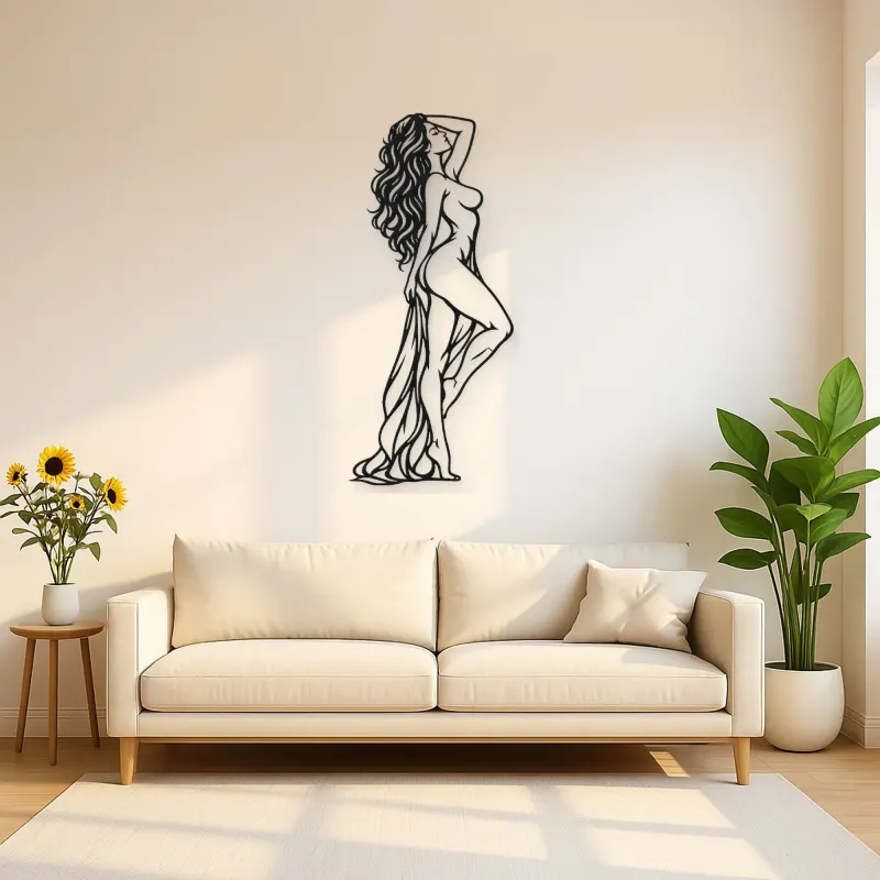 Confident Side Profile Metal Wall Art | Minimalist Woman Line Art
