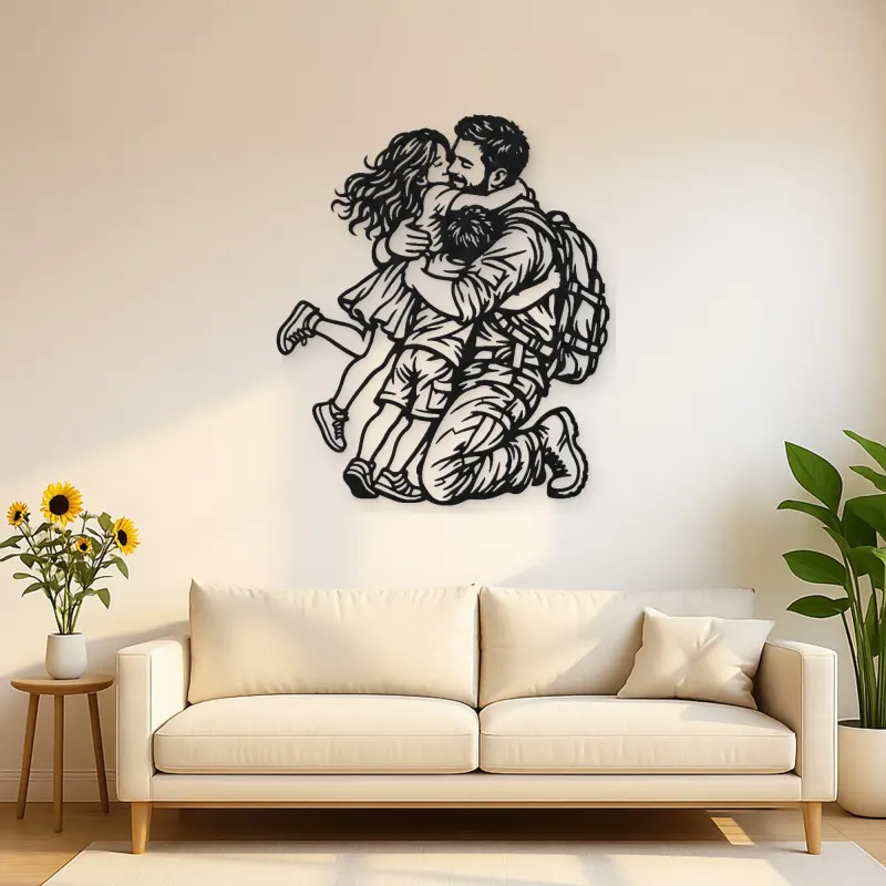 Homecoming Family Hug Metal Wall Art | Family Silhouette Decor