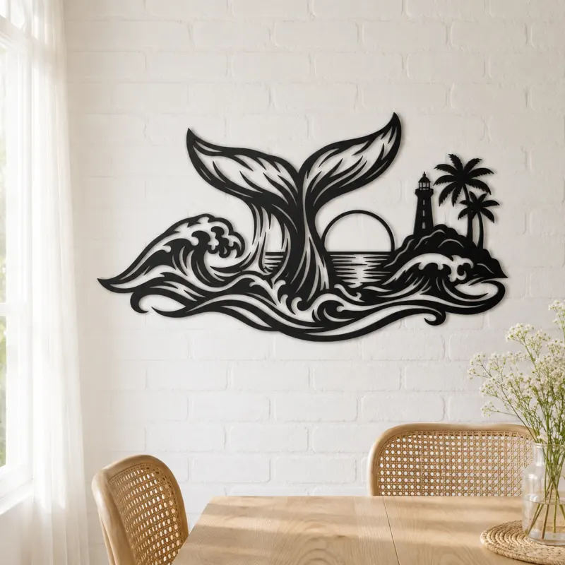 Whale Tail Ocean Metal Wall Art | Coastal and Nautical Wall Decor - lifestyle view 4