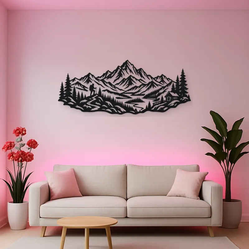 Wild Summit Trail Metal Wall Art | Nature Silhouette Decor