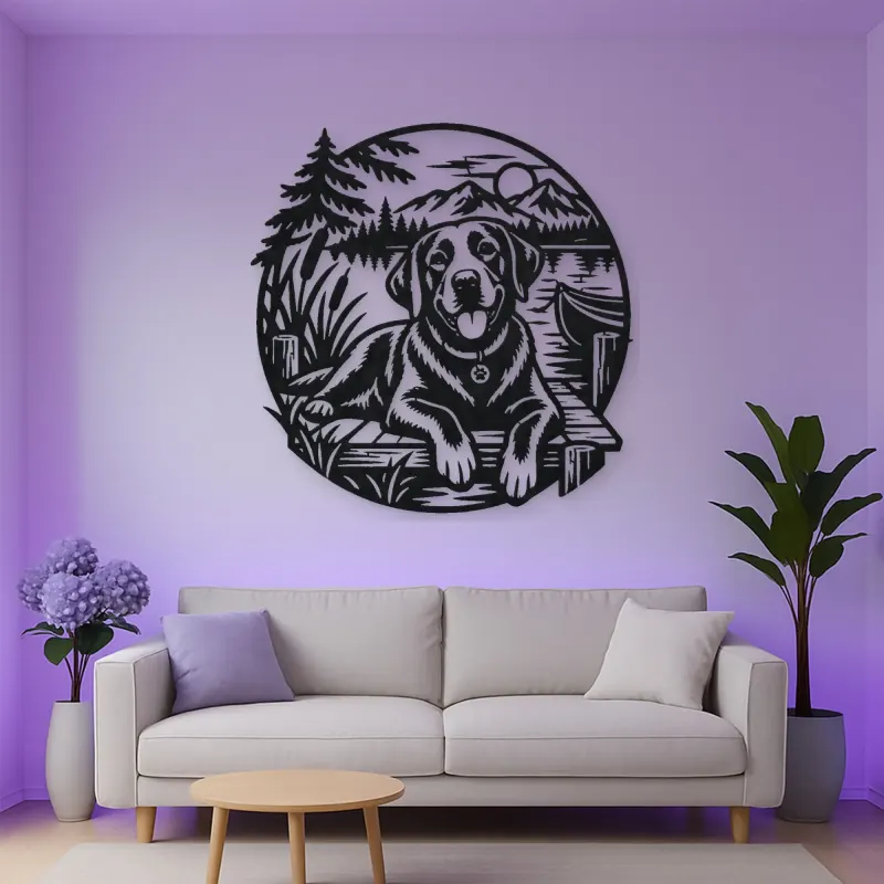 Labrador Lakeside Metal Wall Art | Pet Lover Silhouette Decor