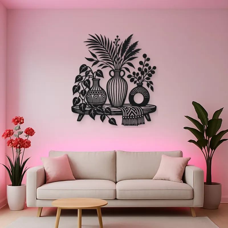 Boho Vase Trio Metal Wall Art | Cozy Home Metal Decor