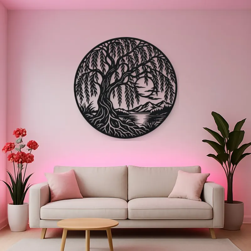 Willow Tree Moon Metal Wall Art | Botanical Metal Wall Decor