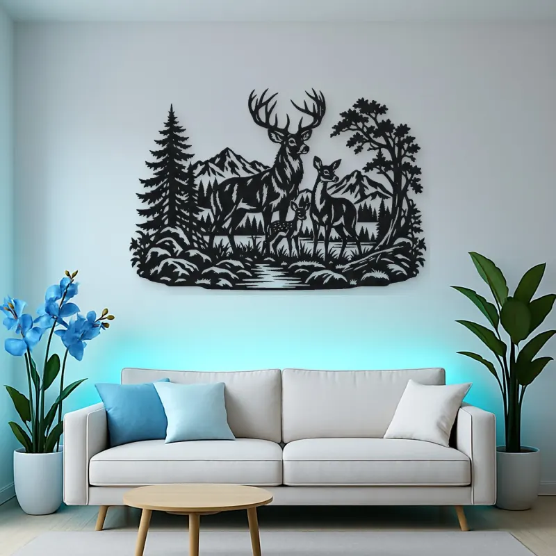 Deer Forest Profile Metal Wall Art | Wildlife Silhouette Decor