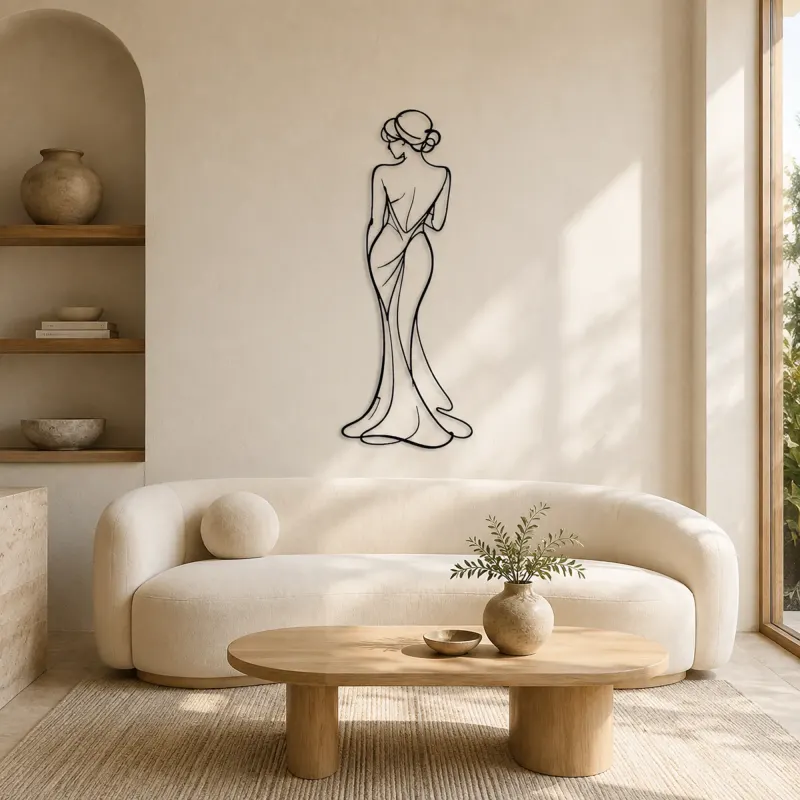 Insegna in Metallo con Contorno Elegante della Schiena | Decorazione per Figura Femminile