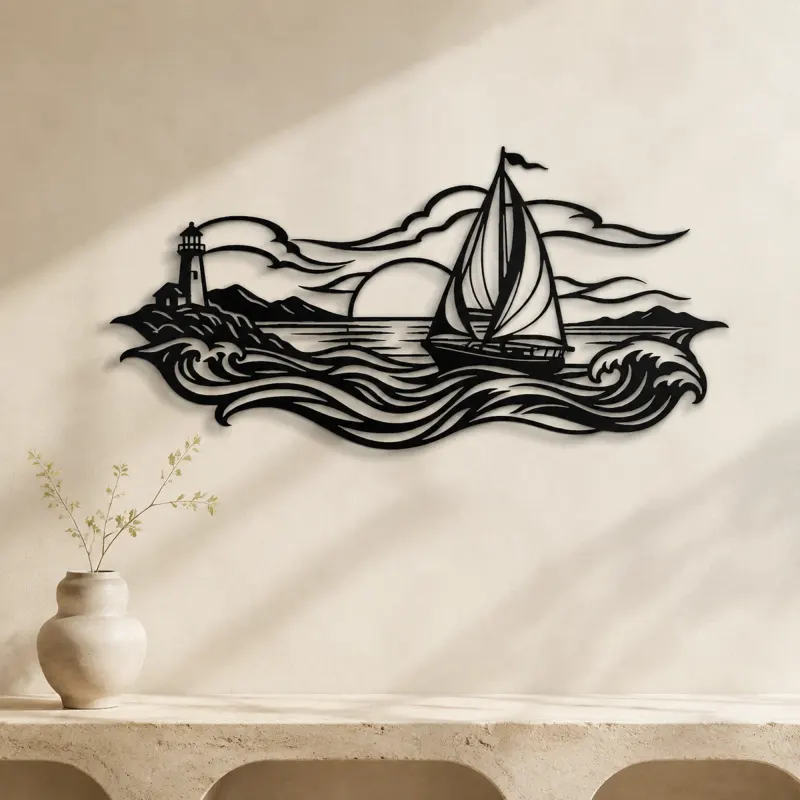 Sailboat Horizon Metal Wall Art | Coastal and Nautical Wall Decor - lifestyle view 3