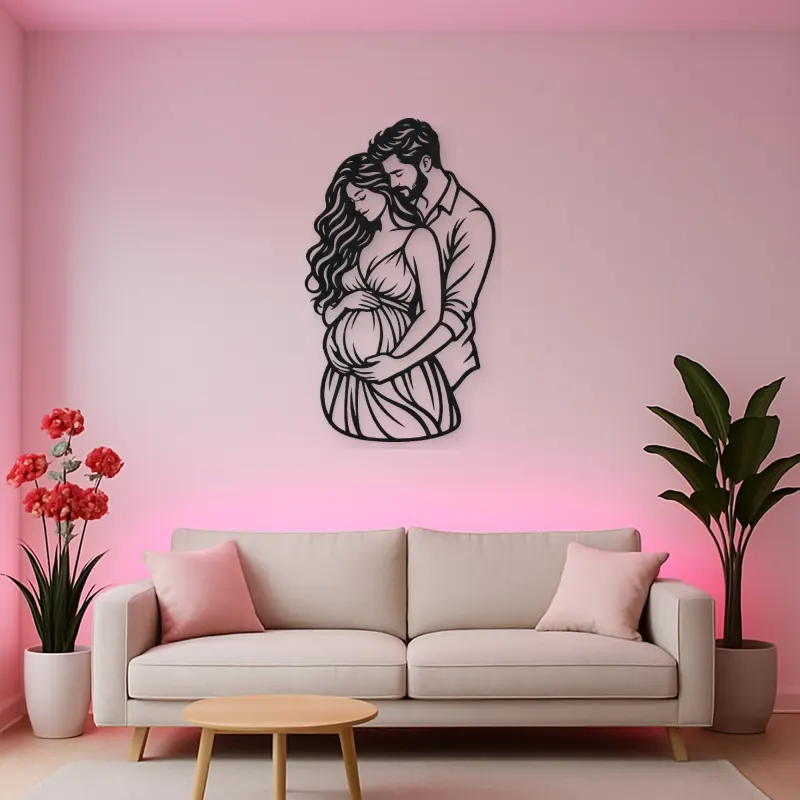 Expecting Parents Metal Wall Art | Family Silhouette Decor