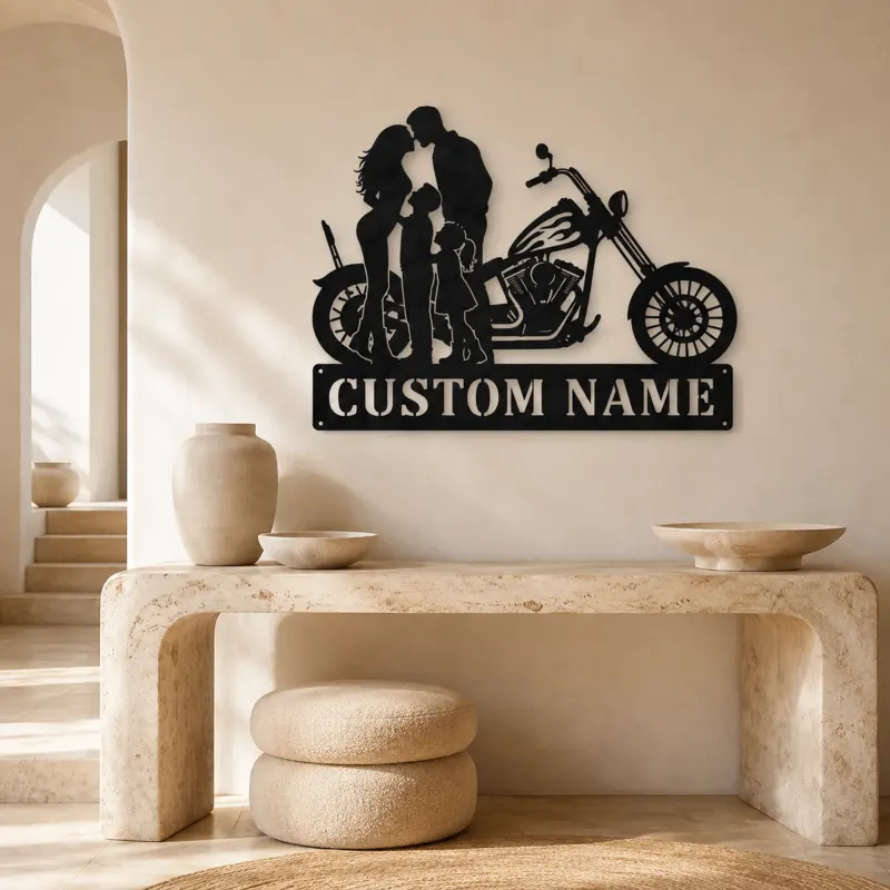Personalized Chopper Family of Four Metal Wall Art - lifestyle view 3