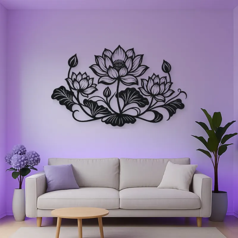 Lotus Bloom Balance Metal Wall Art | Botanical Metal Wall Decor