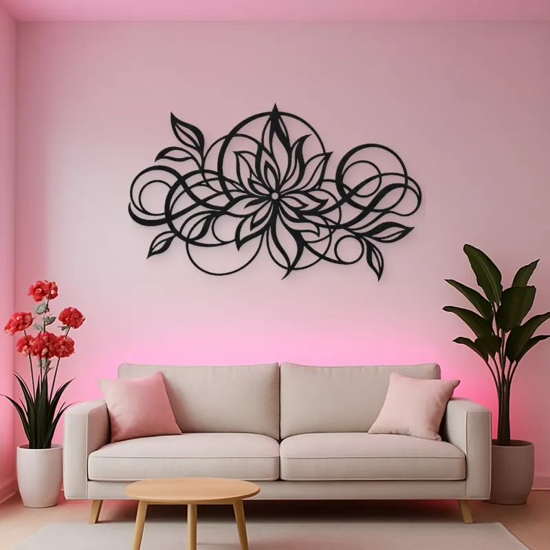 Geometric Flower Flow Metal Wall Art | Modern Abstract Metal Decor