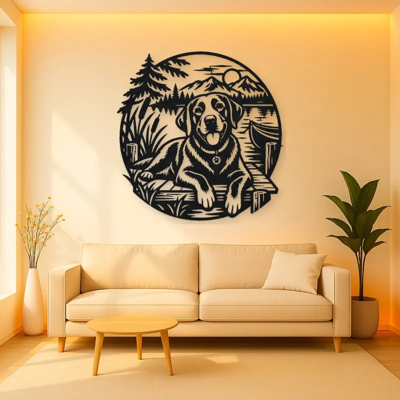 Labrador Lakeside Metal Wall Art | Pet Lover Silhouette Decor