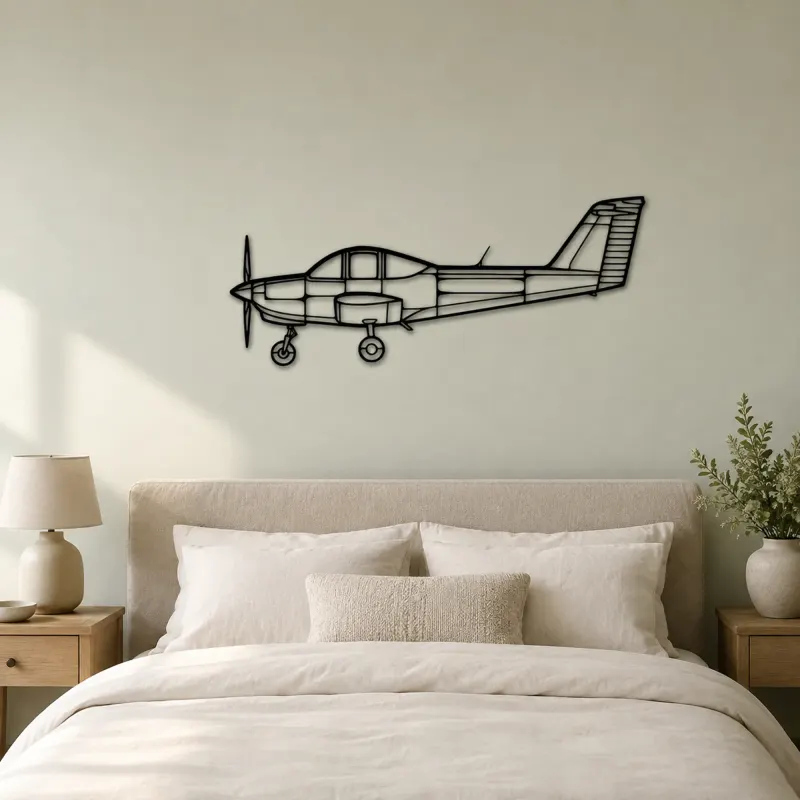 PA-38 Tomahawk Airplane Silhouette Metal Wall Art, Metal Aircraft Silhouette, Aviation Wall Decor, Aviator Decor - lifestyle view 2