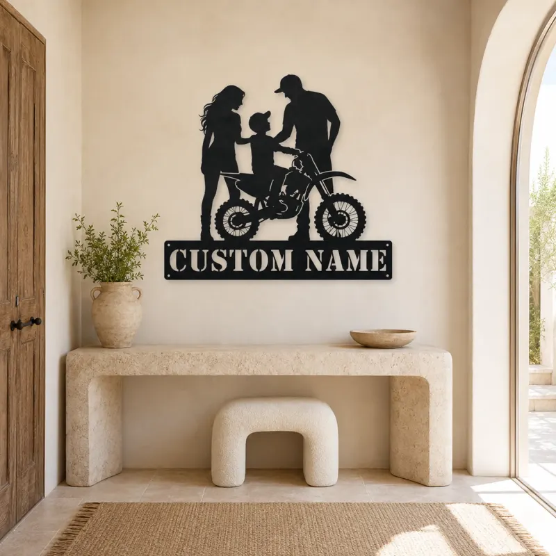 Personalized Mini Dirt Bike Family Metal Wall Art - lifestyle view 3