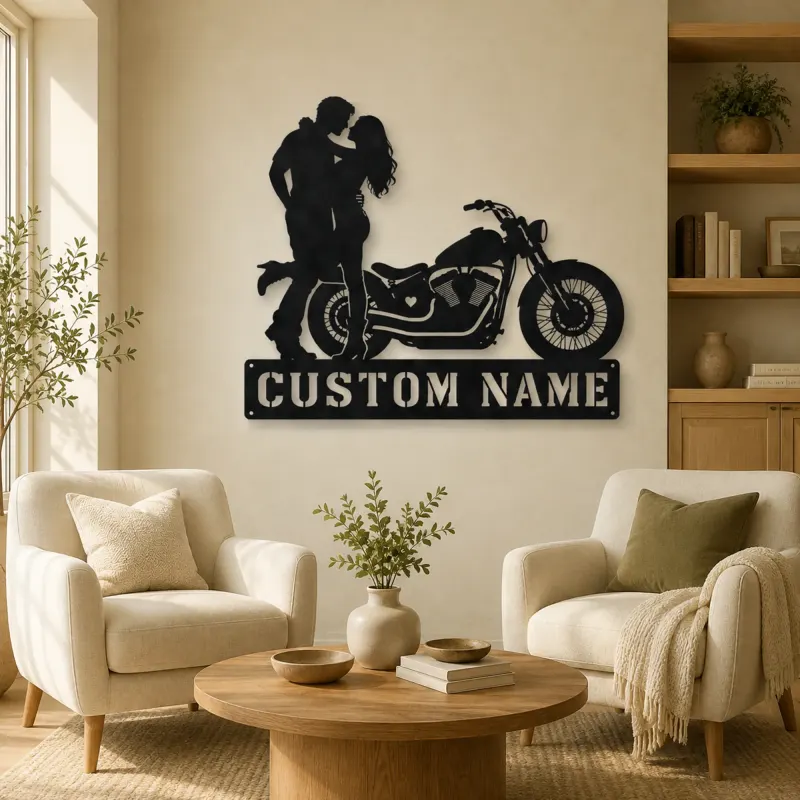 Personalized Chopper Romance Metal Wall Art with Heart - lifestyle view 4