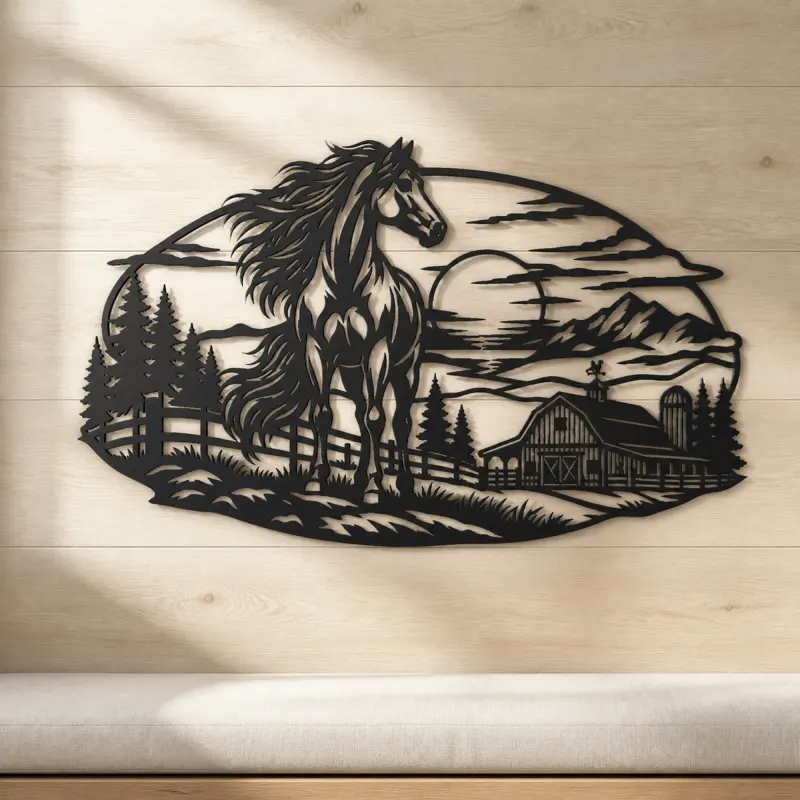 Horse Barn Horizon Metal Wall Art | Equestrian Wall Decor - lifestyle view 5