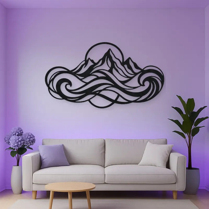 Fluid Mountain Waves Metal Wall Art | Nature Silhouette Decor
