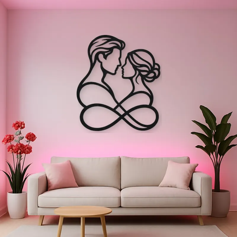 Intertwined Profiles Metal Wall Art | Romantic Couple Decor