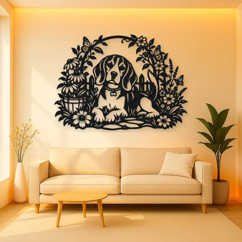 Beagle Garden Metal Wall Art | Pet Lover Silhouette Decor