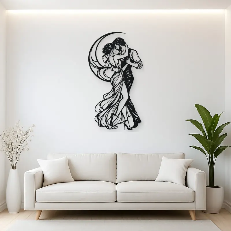 Moonlit Slow Dance Metal Wall Art | Movement Silhouette Decor