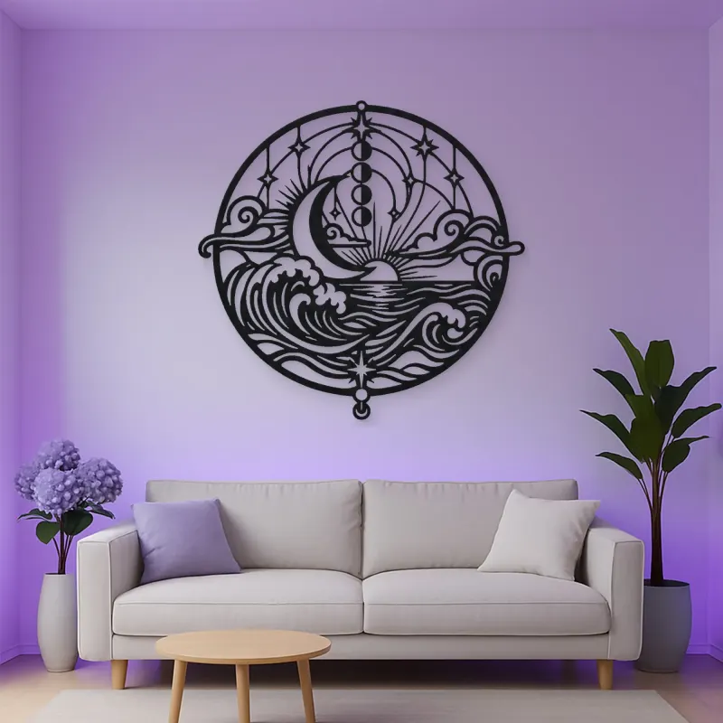 Moon and Ocean Metal Wall Art | Coastal and Nautical Wall Decor