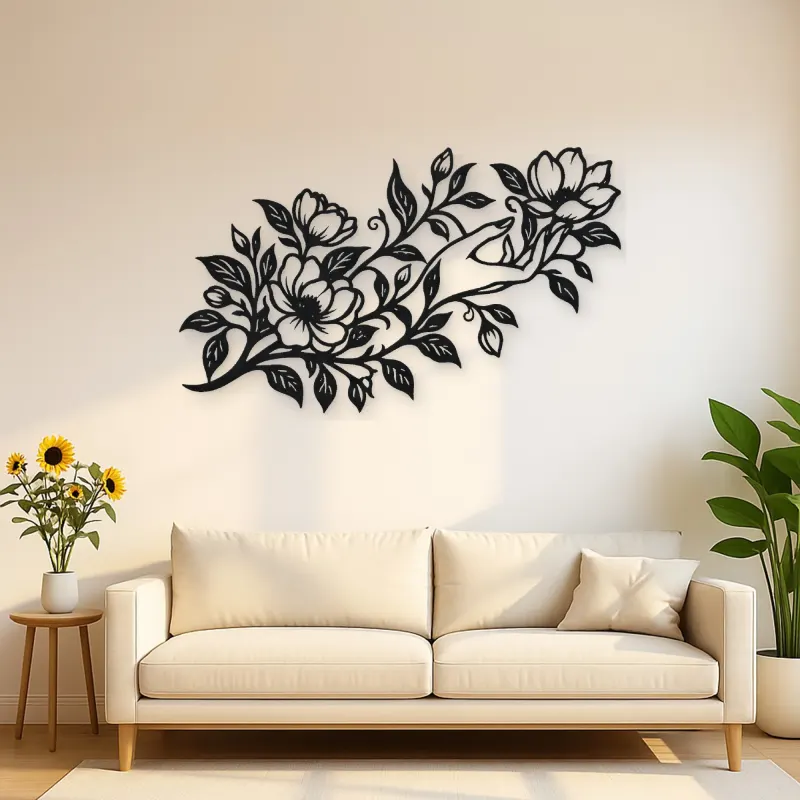Botanical Woman Hand Metal Wall Art | Minimalist Woman Line Art