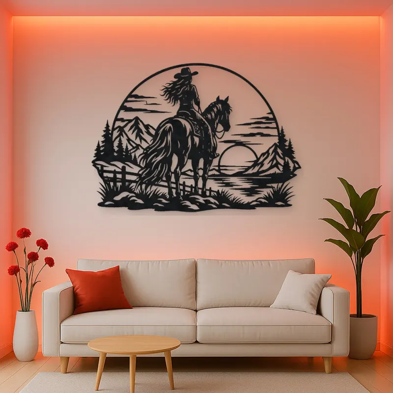 Western Rider Sunset Metal Wall Art | Equestrian Wall Decor
