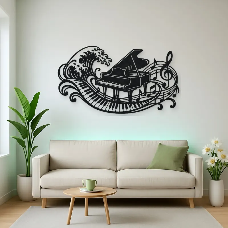 Piano Wave Keys Metal Wall Art | Music Room Wall Decor