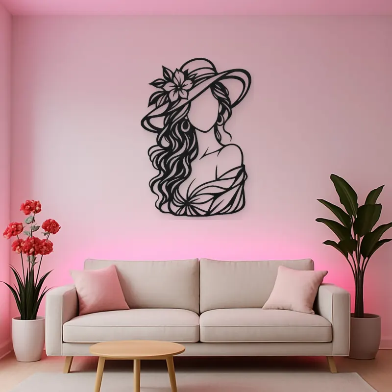 Faceless Fashion Muse Metal Wall Art | Minimalist Woman Line Art