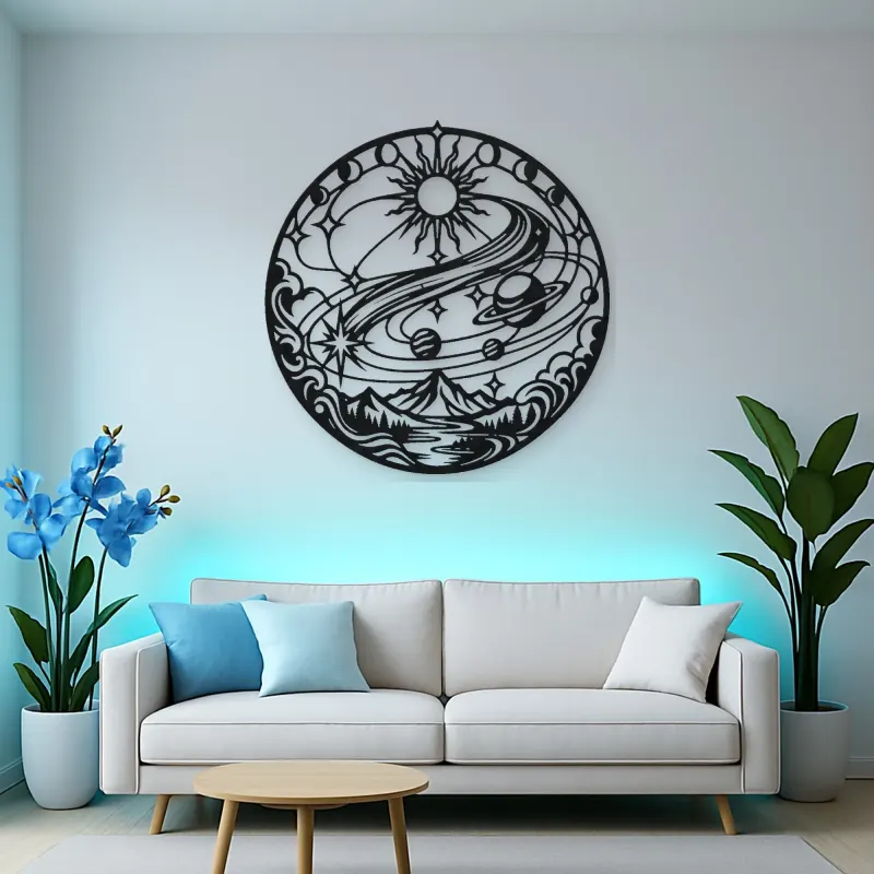 Comet Trail Curve Metal Wall Art | Nature Silhouette Decor