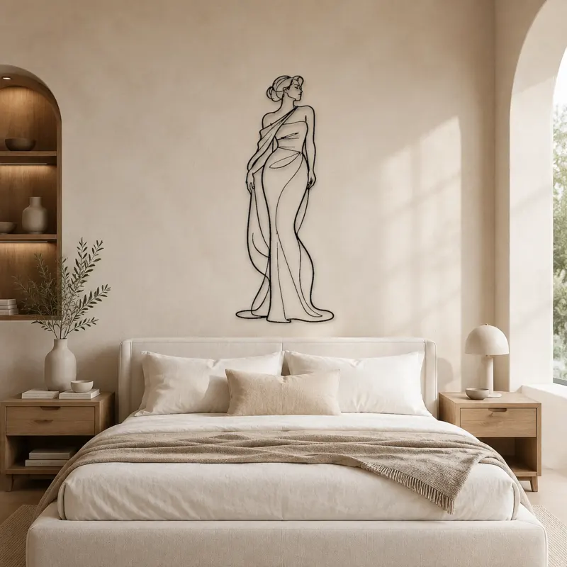 Shoulder Drape Elegance Metal Wall Art | Fashion Figure Wall Decor - lifestyle view 2