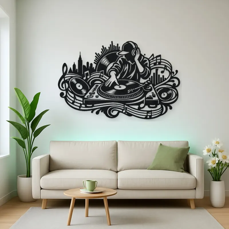 Turntable Groove Metal Wall Art | Music Room Wall Decor
