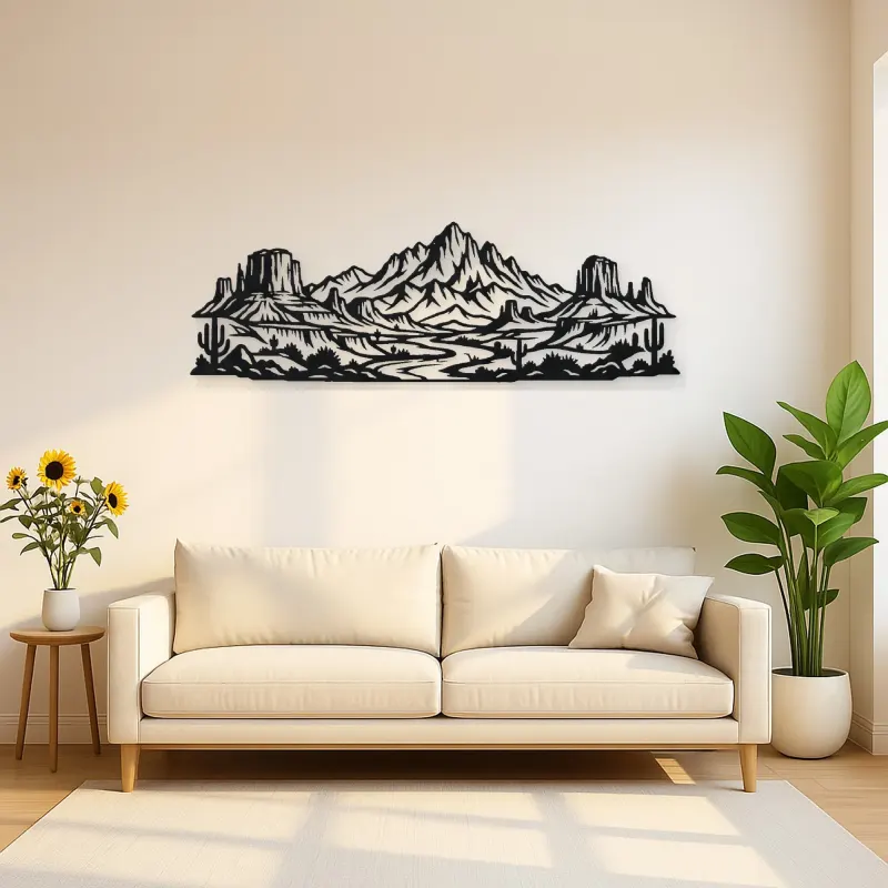 Desert Mesa Range Metal Wall Art | Nature Silhouette Decor
