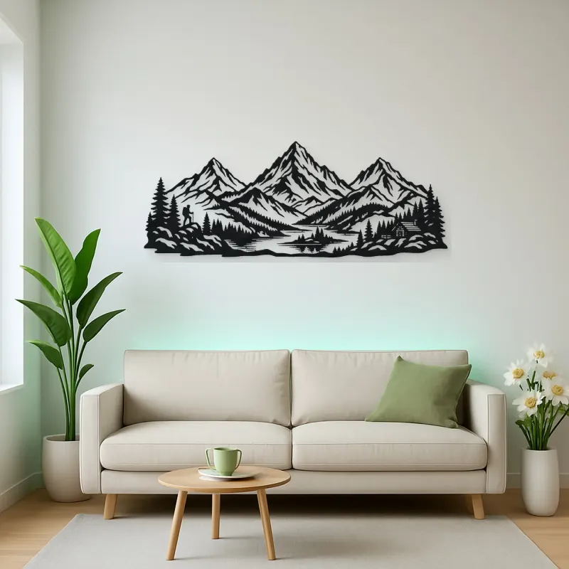Three Peak Horizon Metal Wall Art | Nature Silhouette Decor