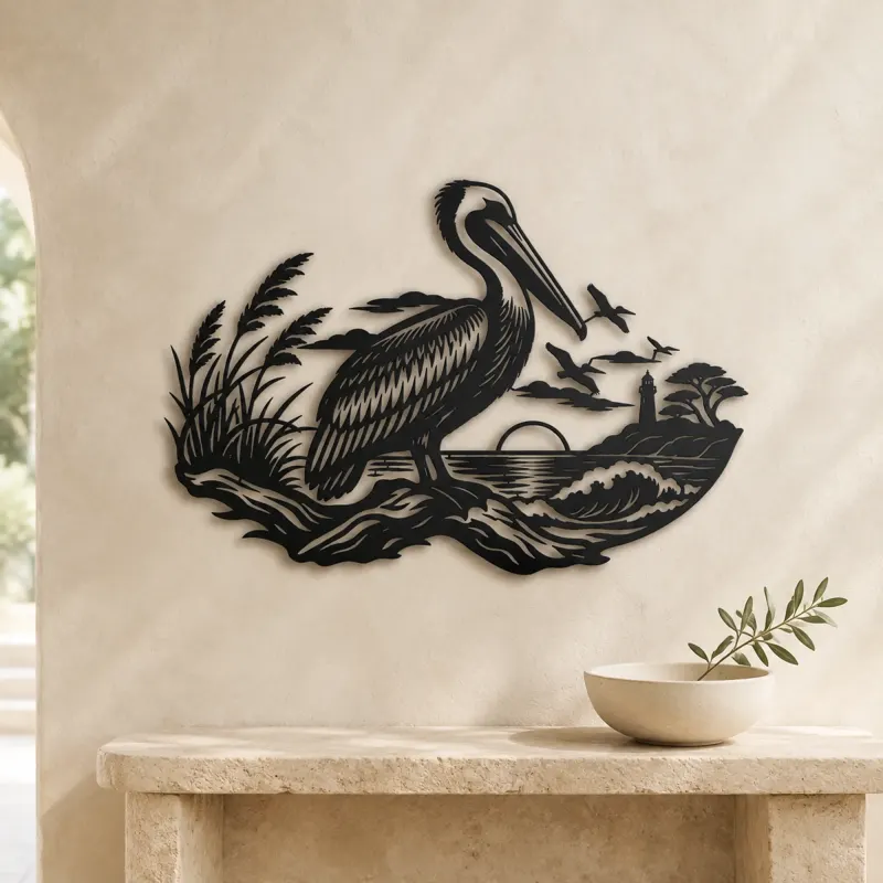 Pelican Coastline Metal Wall Art | Coastal and Nautical Wall Decor - lifestyle view 3