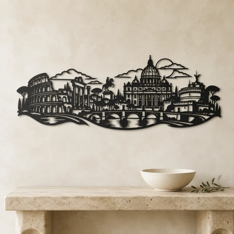 Rome Skyline Flow Metal Wall Art | Travel and City Wall Decor - lifestyle view 3